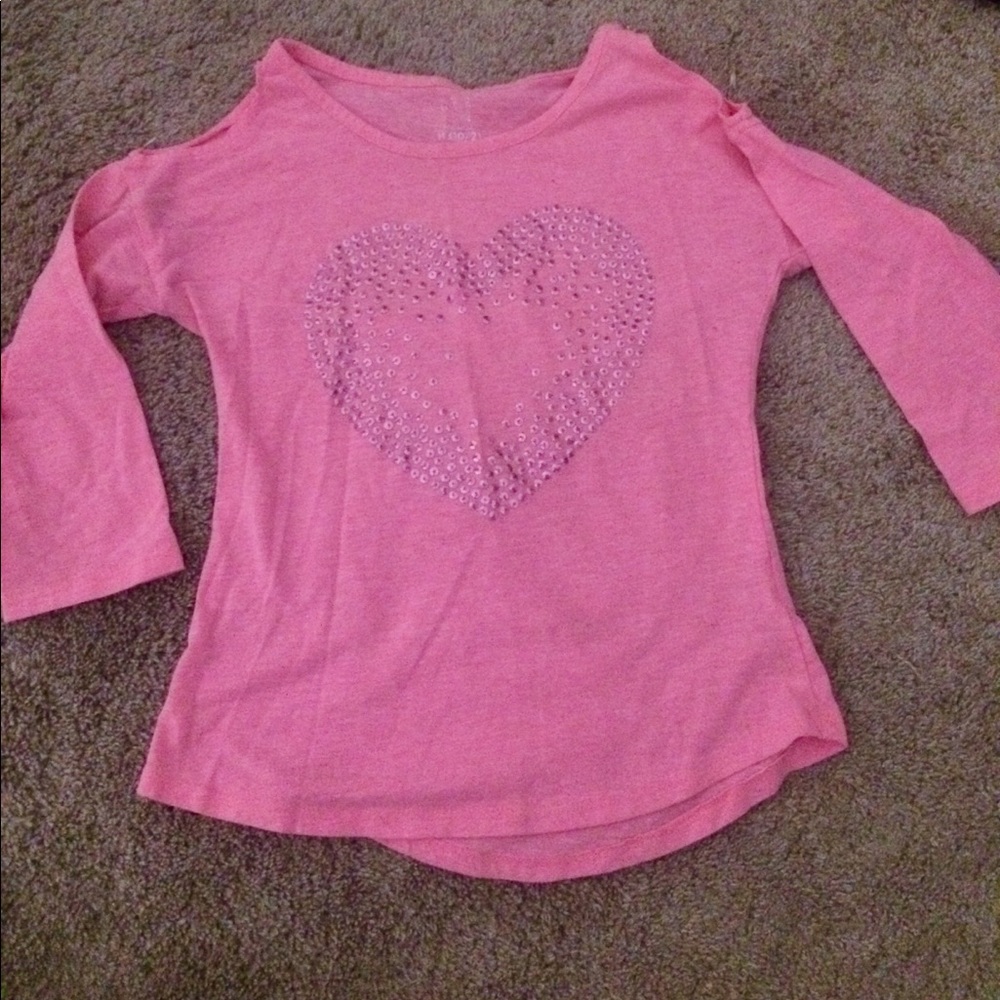 3/4 cold shoulder rhinestone shirt